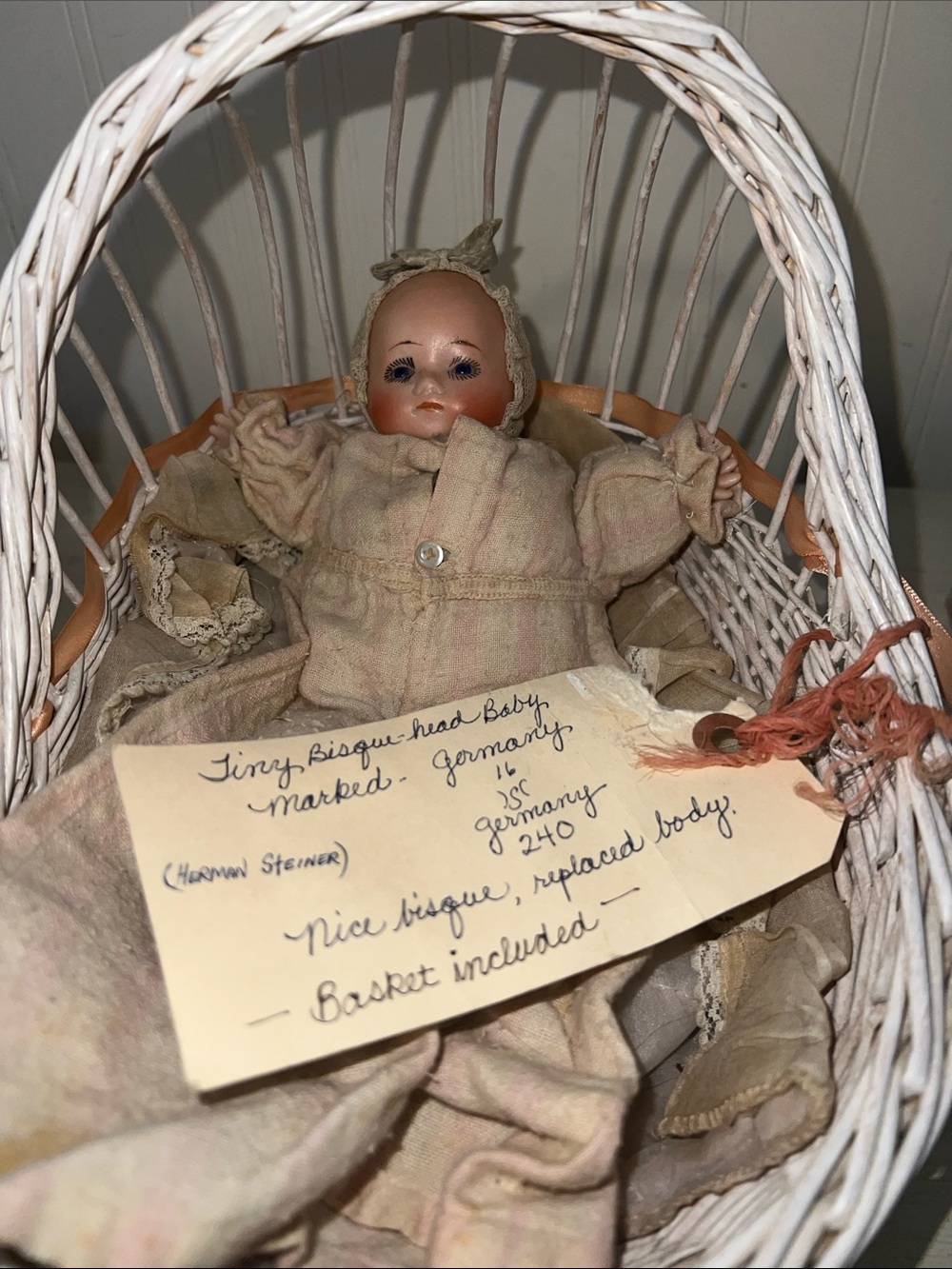 Antique 1920 Hermann Steiner Germany Bisque head doll 240-16